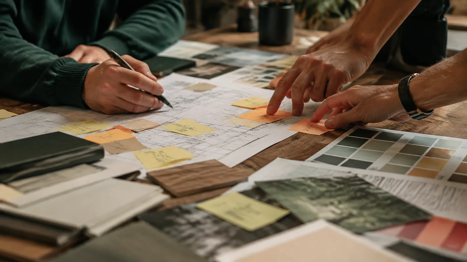 Page-specific project management scene illustrating agile hybrid project management